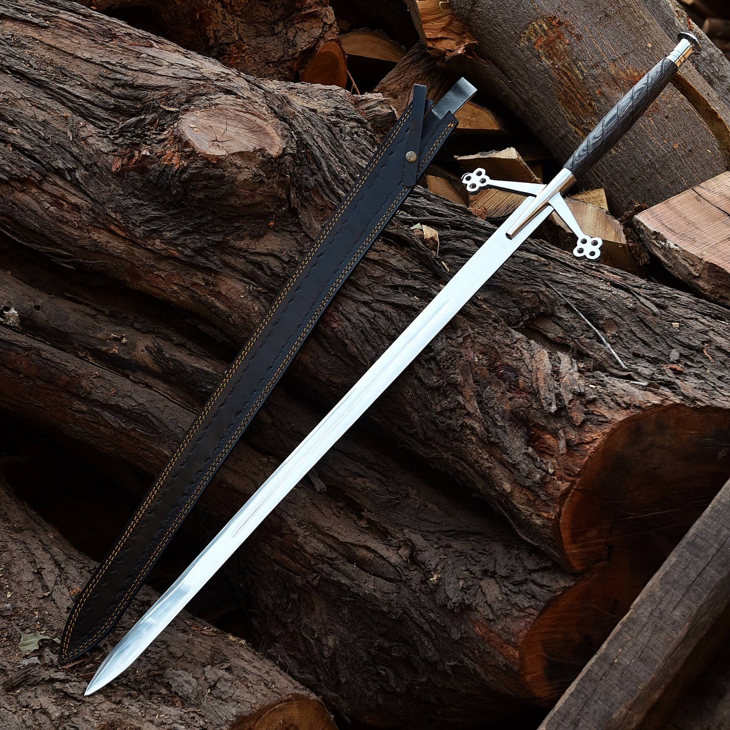 Scottish Claymore Sword, Stainless Steel Blade, Viking Sword, Sword Comes with Leather Sheath