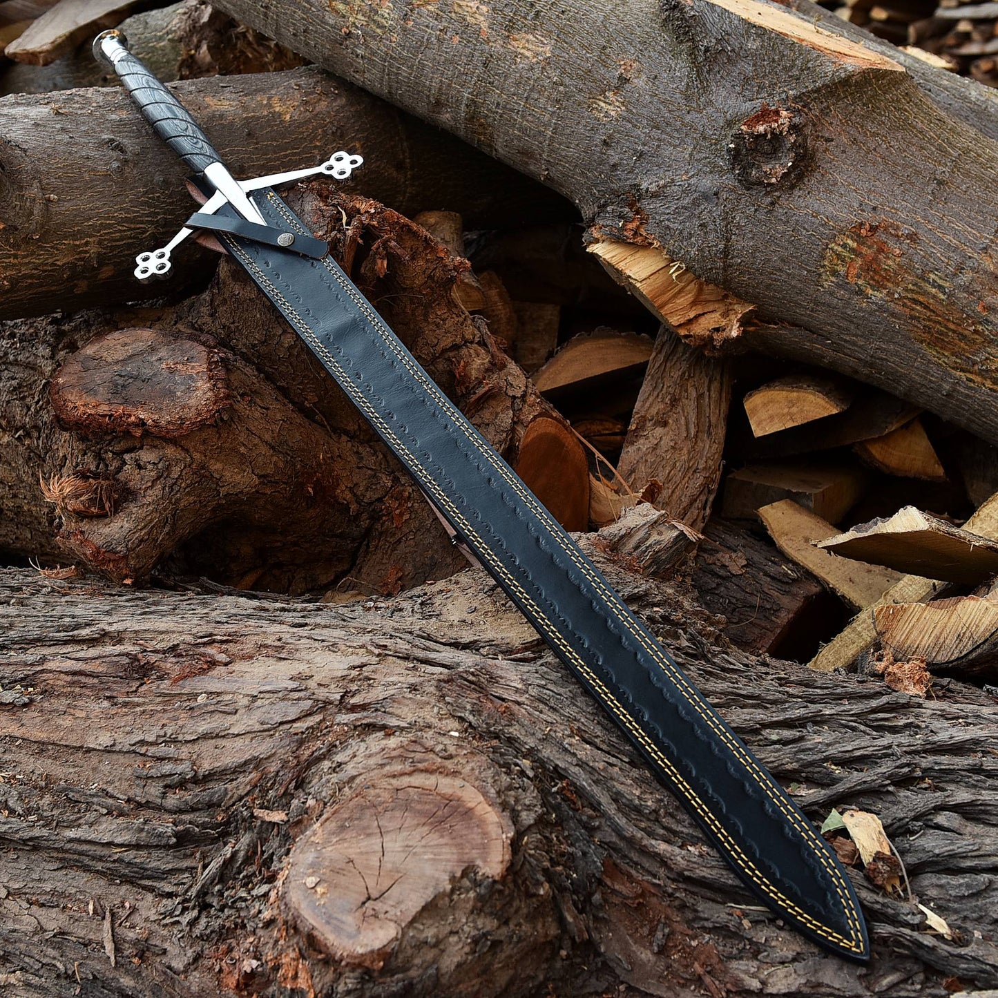 Scottish Claymore Sword, Stainless Steel Blade, Viking Sword, Sword Comes with Leather Sheath