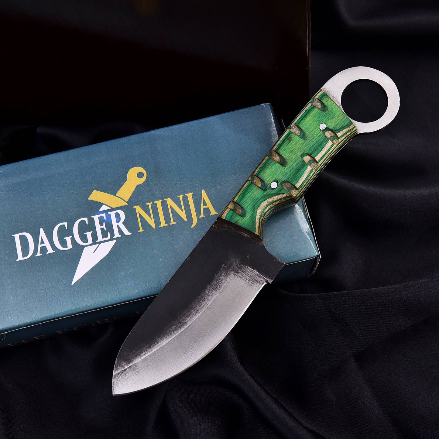 Steel Hunting Knife | Fixed Blade Knife | Ring Finger-Support | Comes with Leather Cover