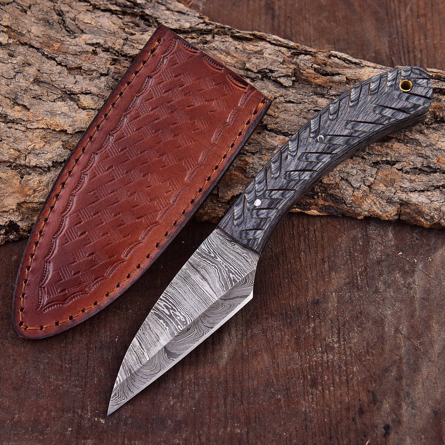 Easy to Carry Kiridashi Knife | Damascus Fixed Blade Knife | EDC Knife