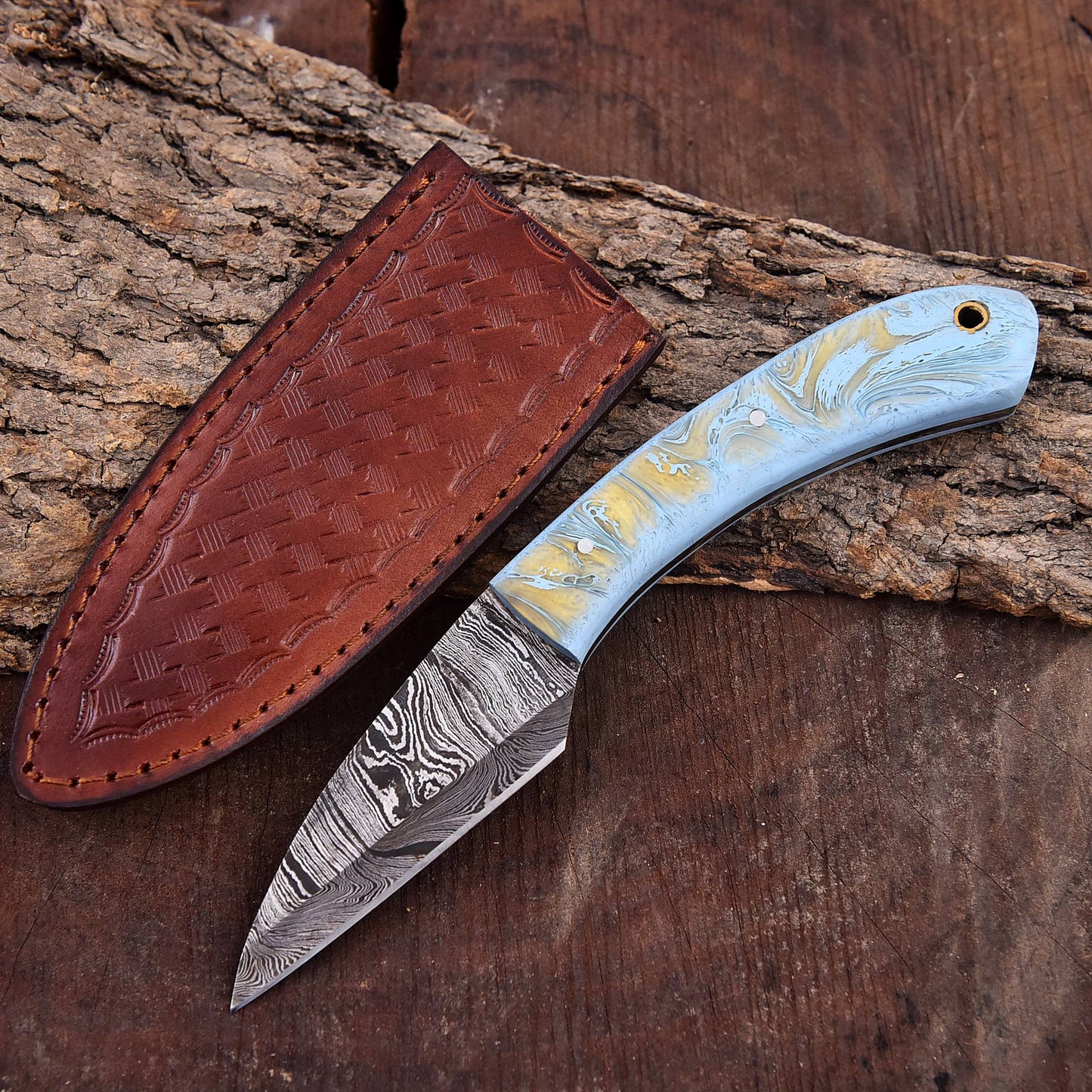 Easy to Carry Kiridashi Knife | Damascus Fixed Blade Knife | EDC Knife