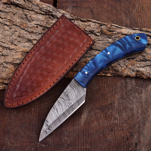 Easy to Carry Kiridashi Knife | Damascus Fixed Blade Knife | EDC Knife