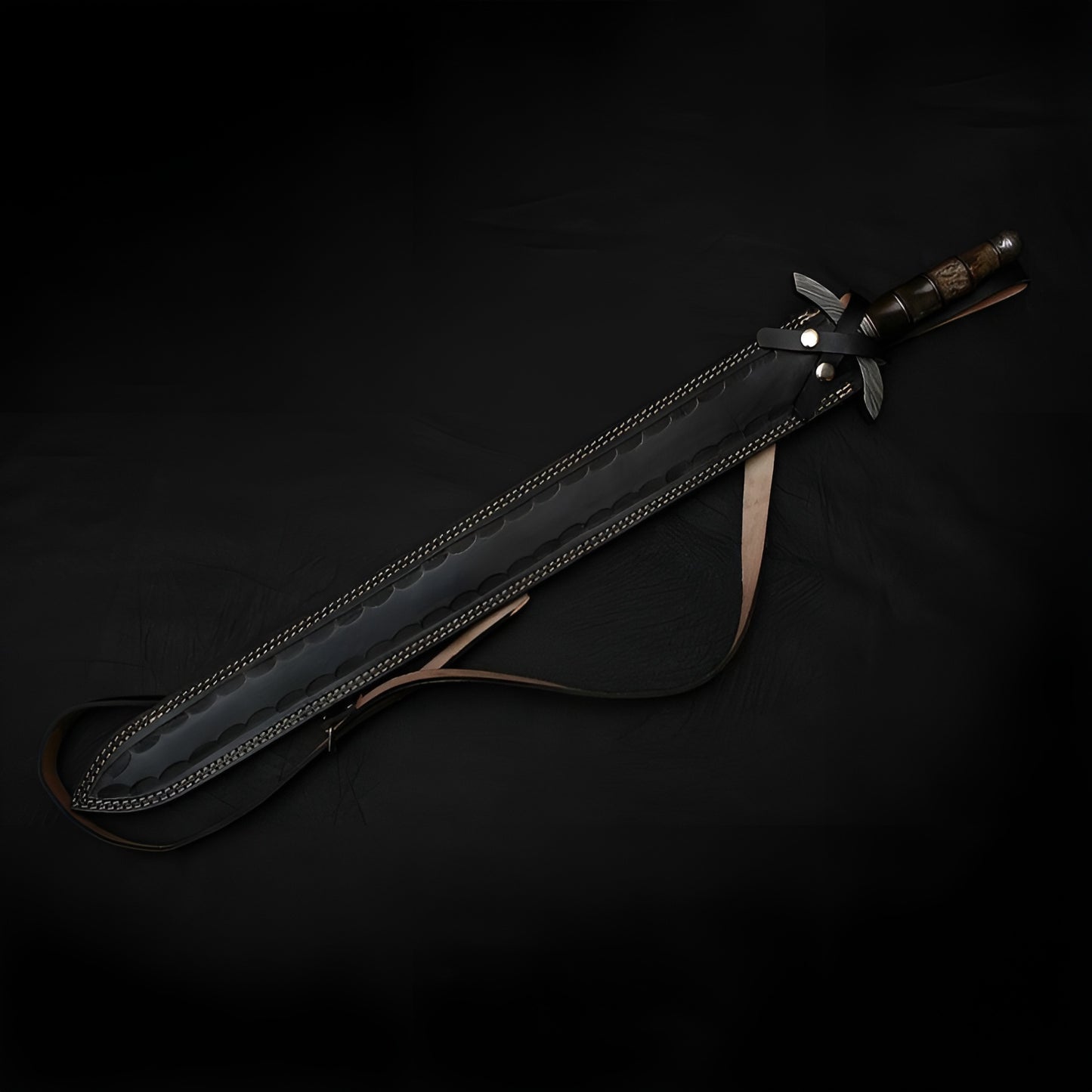 Black Handle Damascus Sword