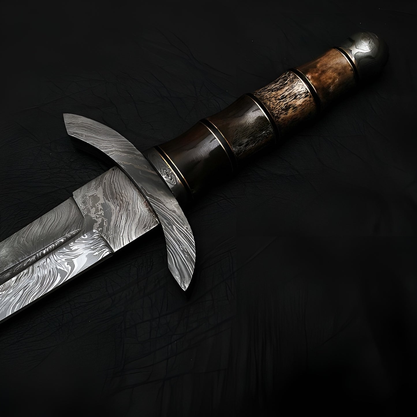 Black Handle Damascus Sword