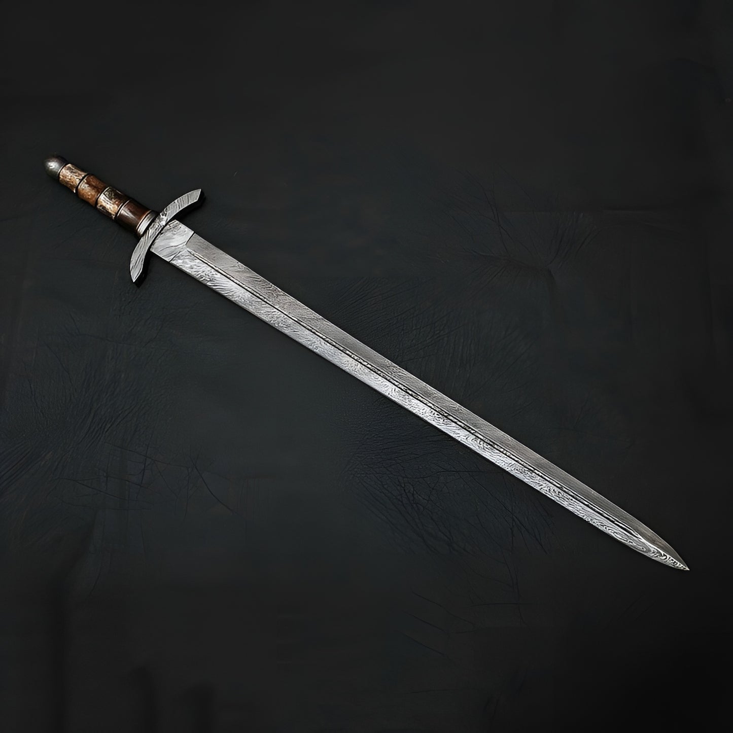 Black Handle Damascus Sword