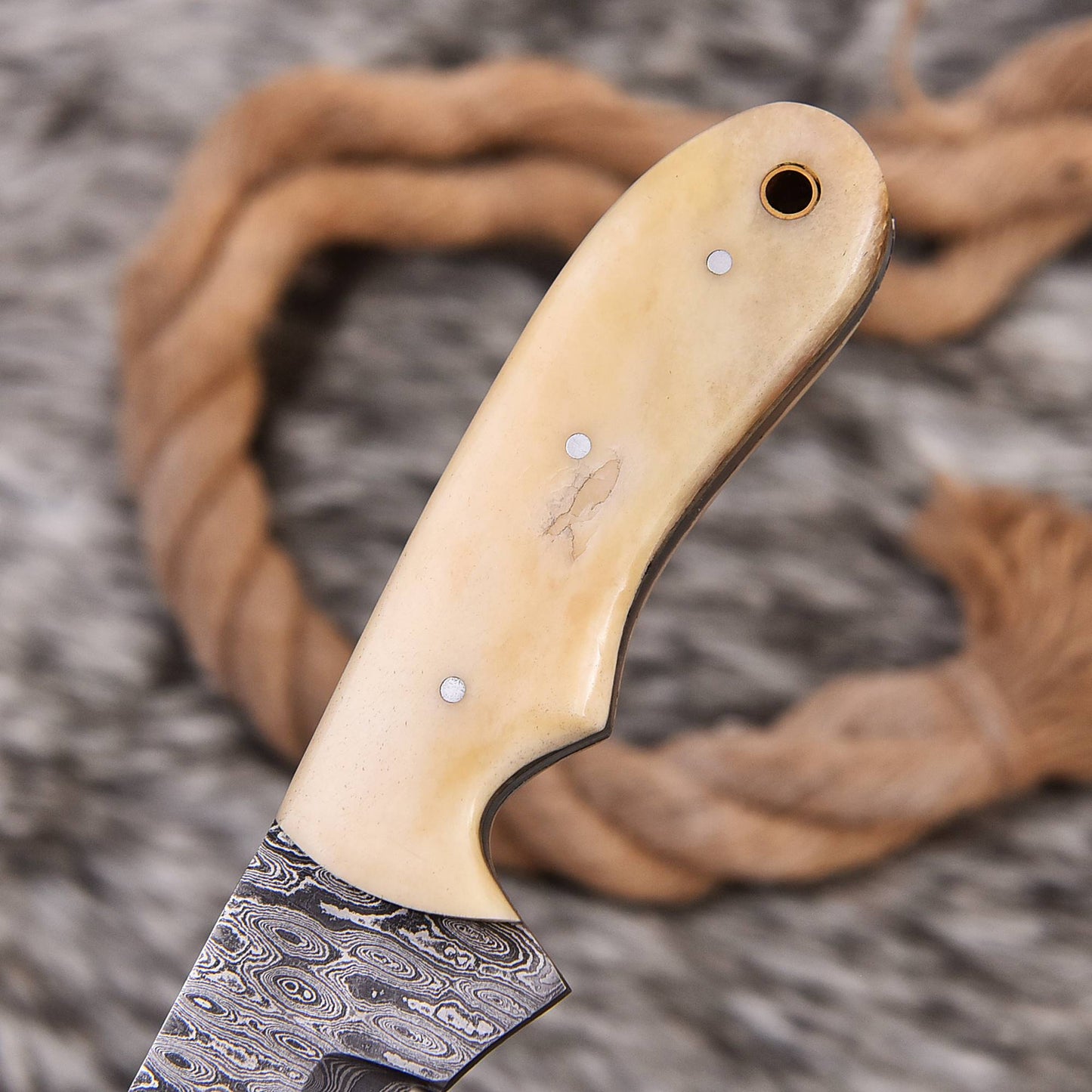 Bull Cutter Knife, Cowboy Knife, Hunting Knife, Sharp Blades, Bull Cutter with Pancake Design Leather Cover.