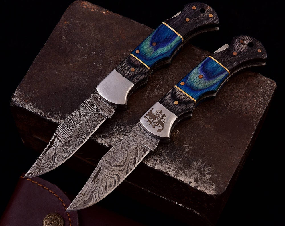 Damascus Pocket Knife, Custom Folding Knife